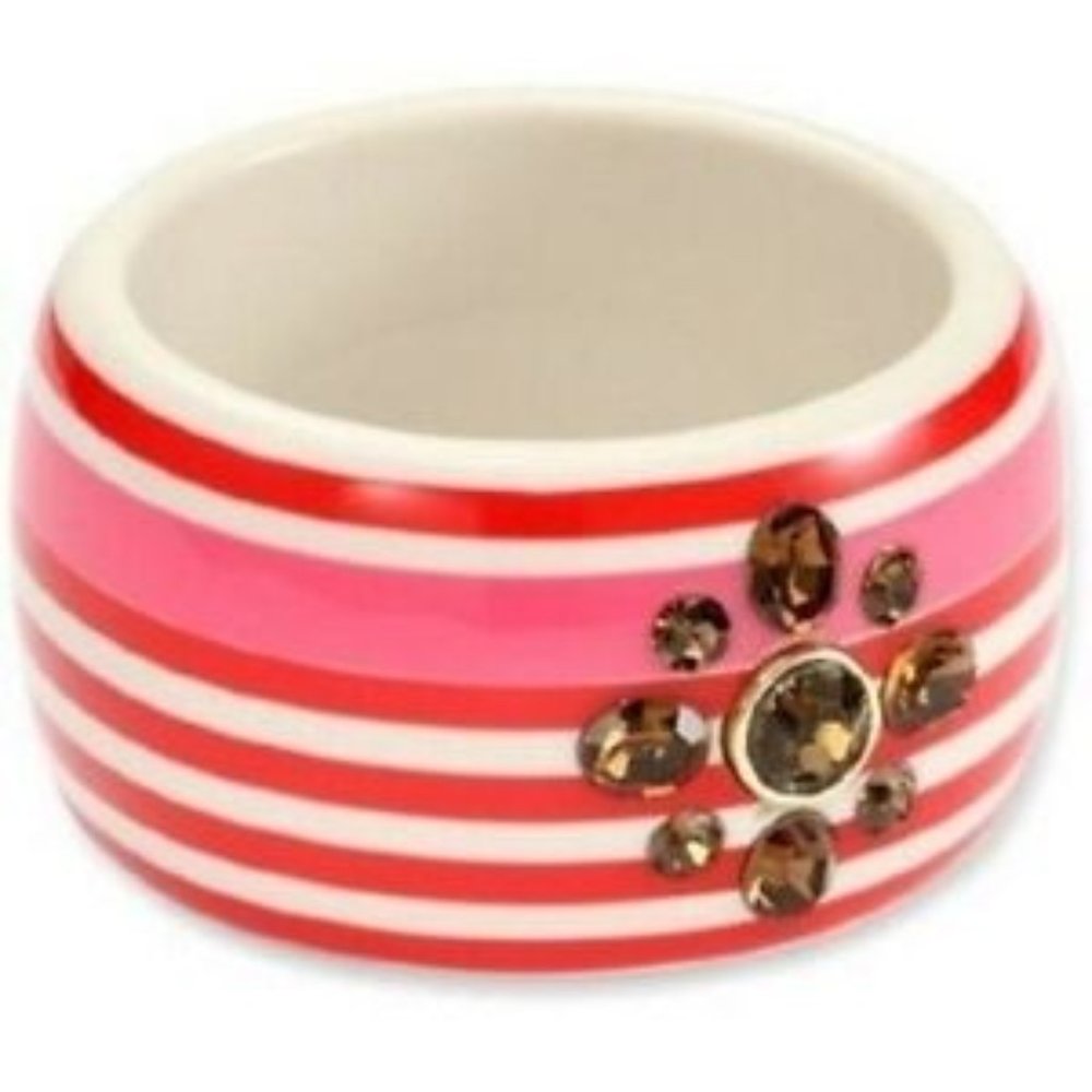 Juicy Couture Red & Pink Striped Cuff Bracelet NWT